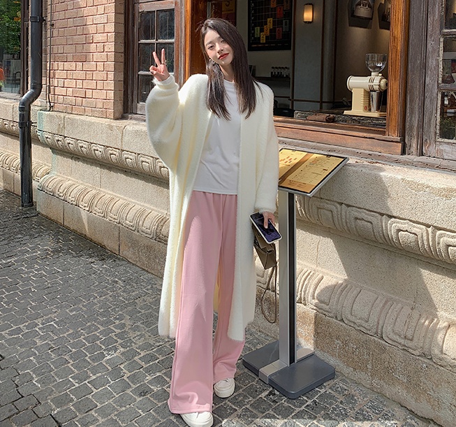 Loose knitted long overcoat lazy thick sweater for women