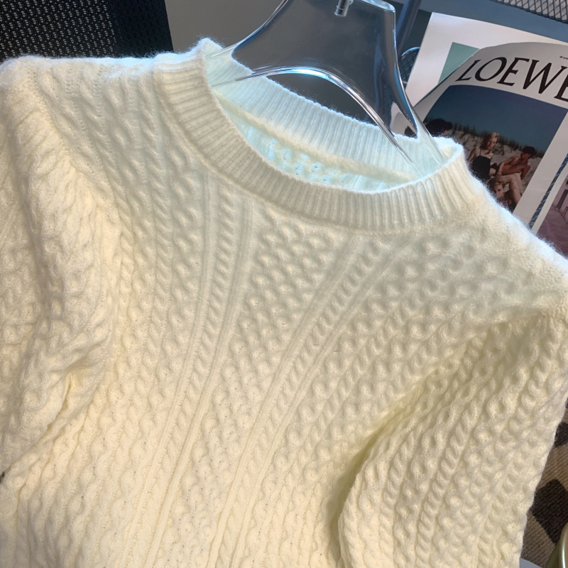 Temperament twist Korean style short sleeve sweater for women