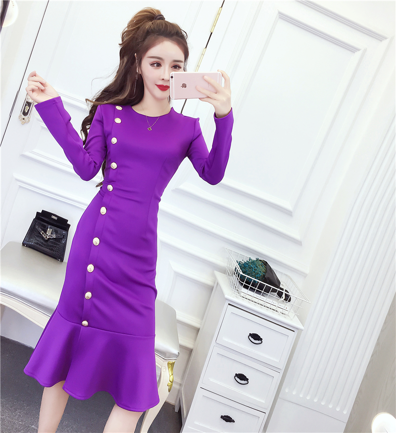 Spring and autumn dress long formal dress