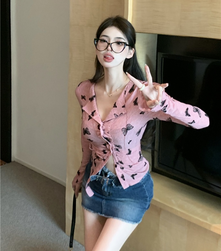 Long sleeve spring and autumn cardigan butterfly tops