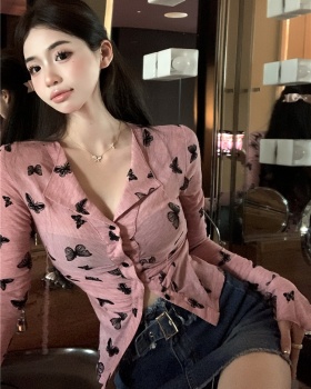 Long sleeve spring and autumn cardigan butterfly tops