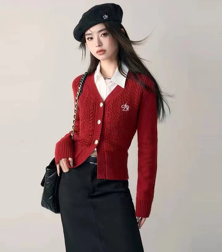 Embroidered sweet coat spring and autumn sweater