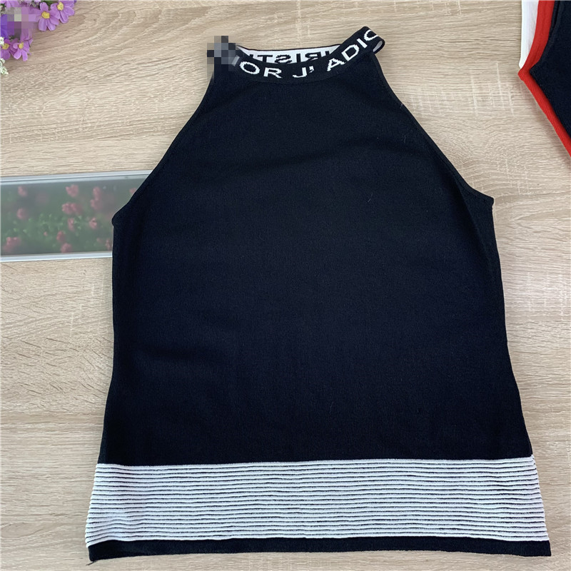 Short stripe sexy sweater personality navel letters vest