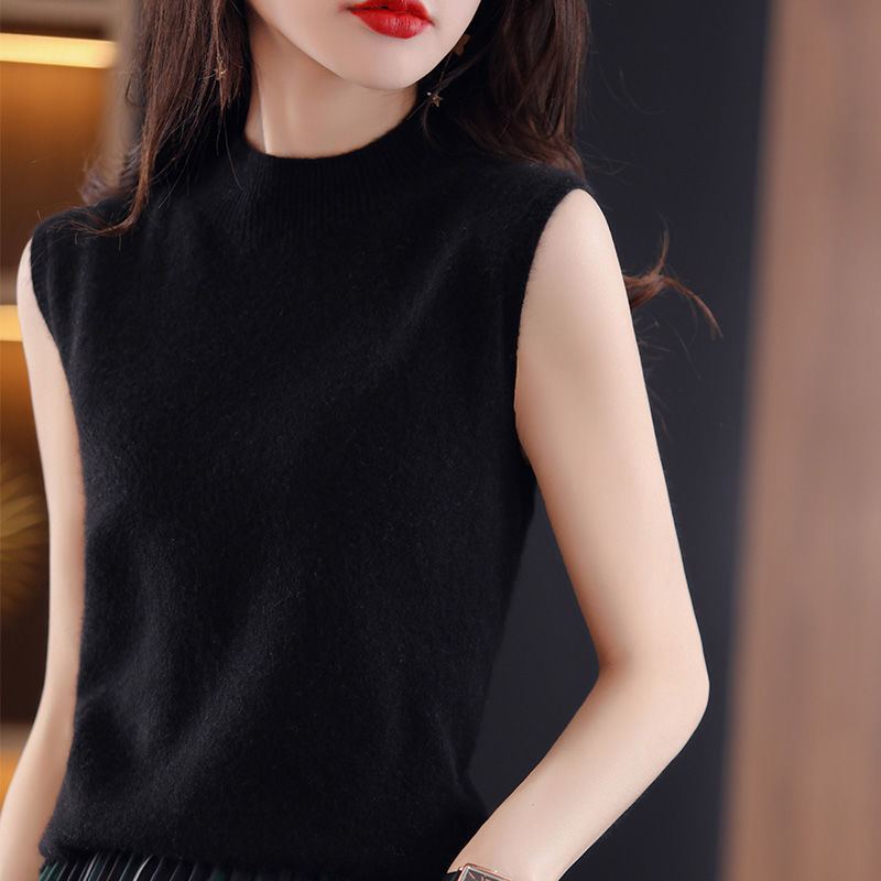 Fashion all-match pure tops sleeveless simple bottoming shirt