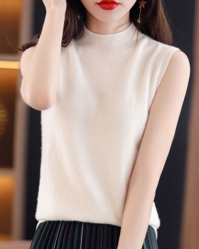 Fashion all-match pure tops sleeveless simple bottoming shirt