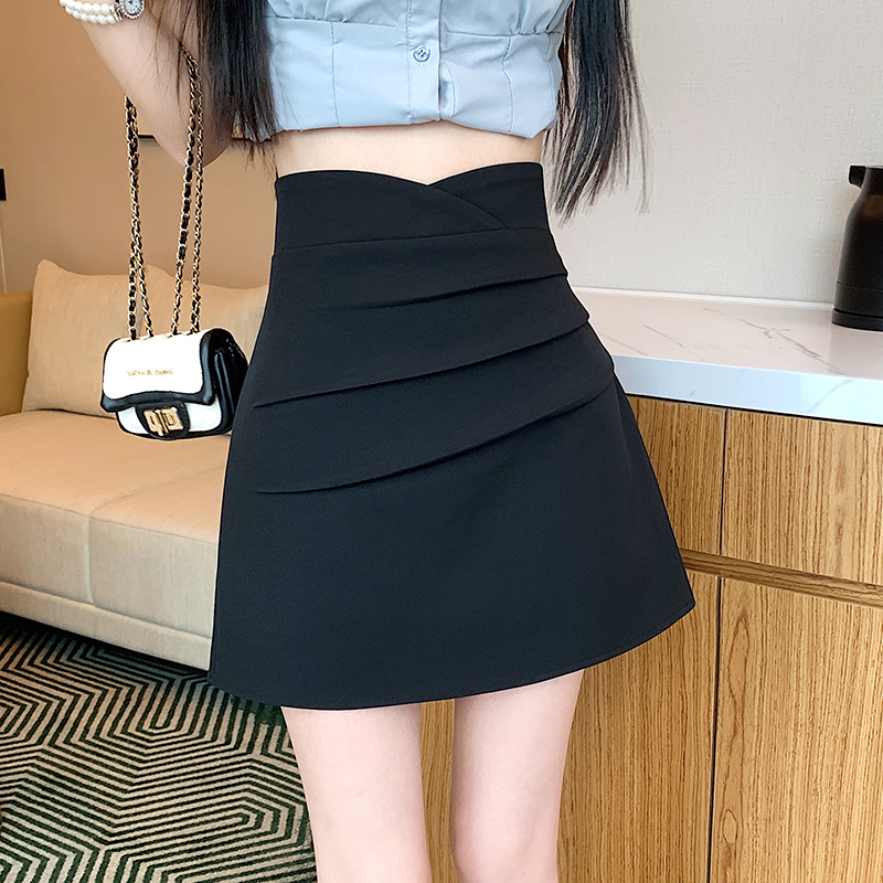 Slim package hip pants high waist fold skirt for women