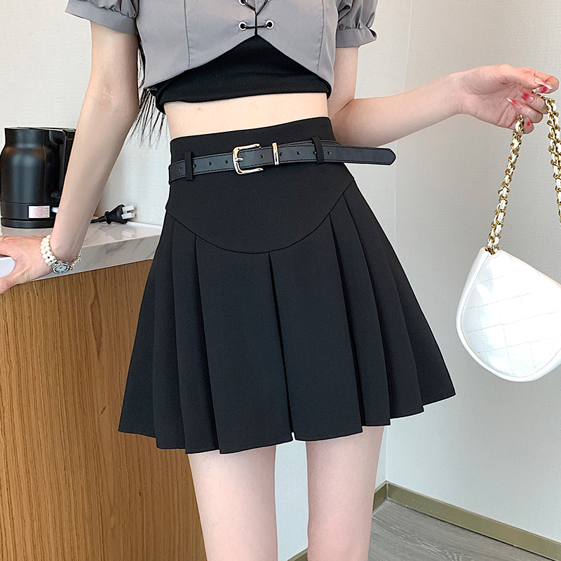 High waist business suit pleated skirt
