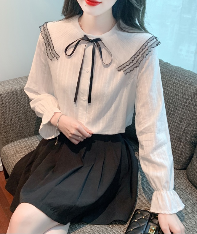 Bow Korean style chiffon shirt sweet shirt for women