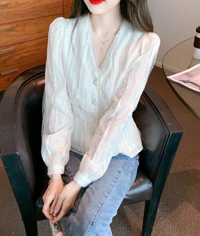 Spring small shirt long sleeve chiffon shirt for women