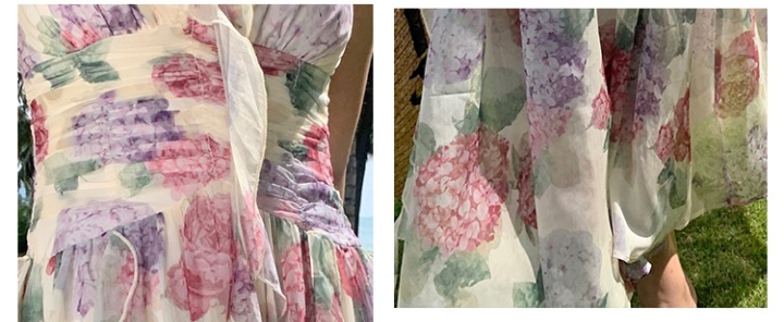 Lady summer irregular printing sling slim seaside dress