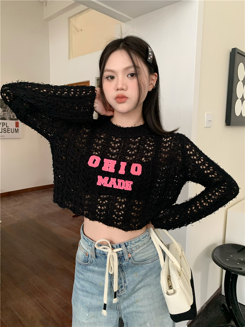 Hollow summer knitted pullover Korean style smock