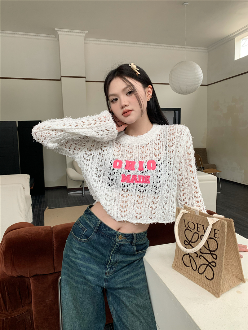 Hollow summer knitted pullover Korean style smock