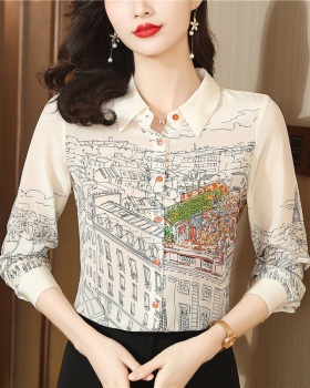 Long sleeve silk tops real silk spring shirt for women