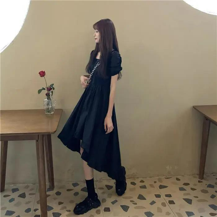Square collar dress pure sleeve long dress for women