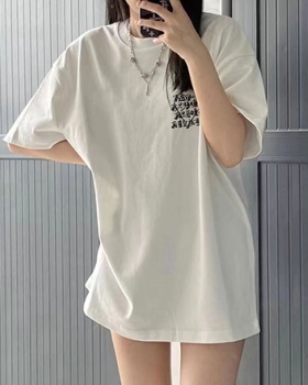Pure cotton printing loose short sleeve T-shirt for women