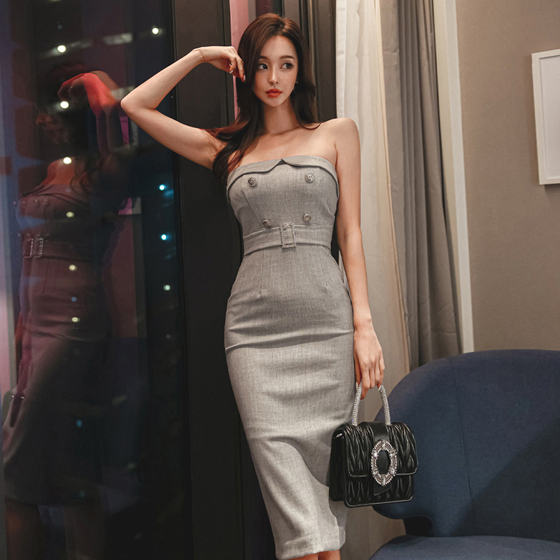 Wrapped chest slim dress sexy spring belt