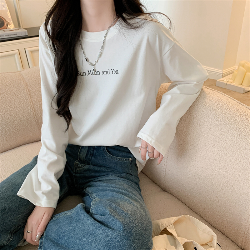 Spring loose T-shirt white student tops