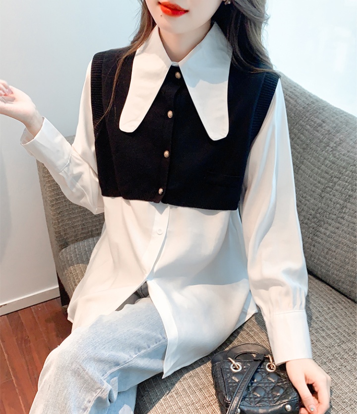 Spring fashion art doll collar shirt 2pcs set for women