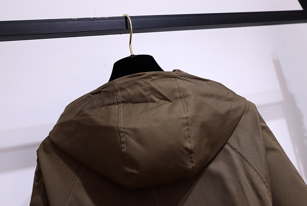 Korean style hooded work clothing loose long coat for women