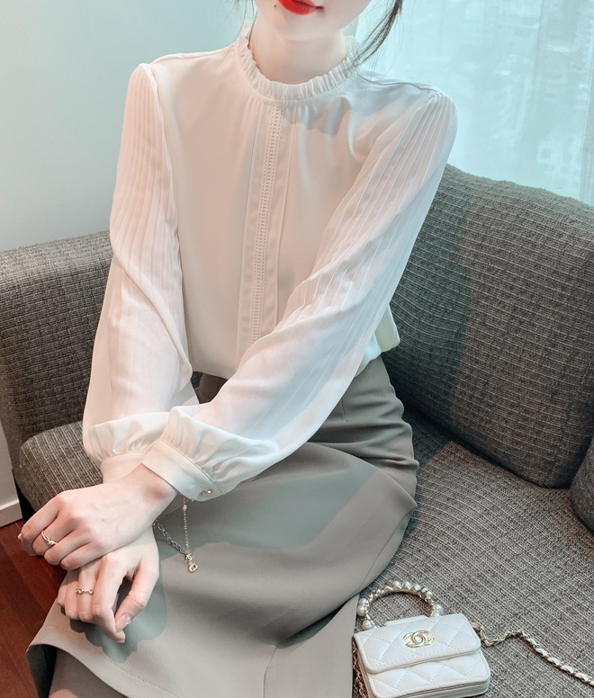 Spring elegant small shirt lace cstand collar shirt
