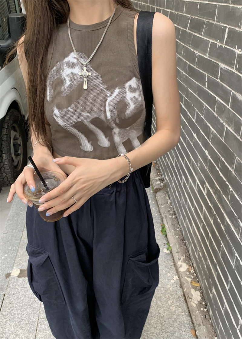 Printing spicegirl slim wears outside retro short vest