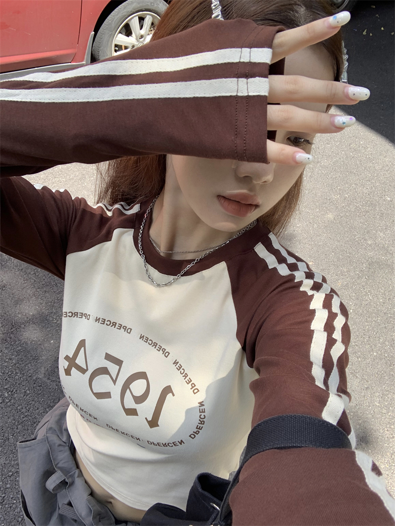 Letters all-match slim long sleeve printing T-shirt