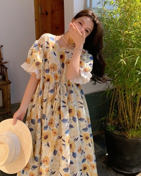 Summer floral fat slim loose all-match large yard dress