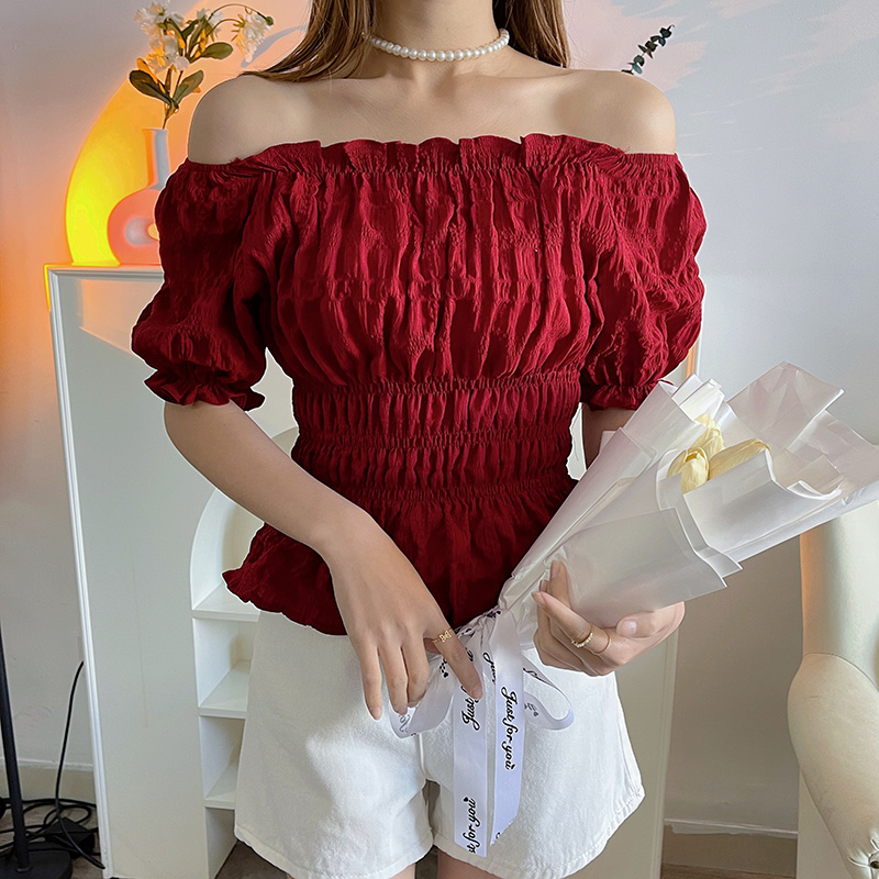 Korean style short sleeve small shirt pure tops for women