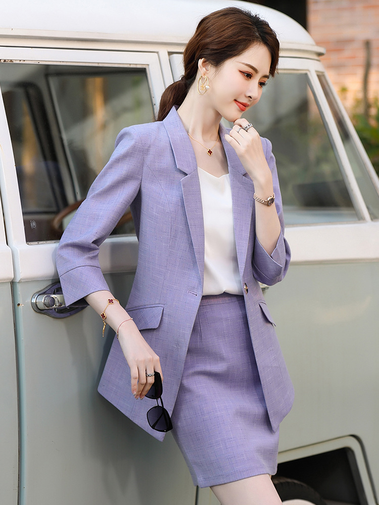 Purple temperament skirt thin business suit a set for women