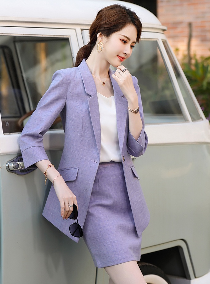 Purple temperament skirt thin business suit a set for women