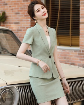 Thin slim business suit green spring and summer coat a set