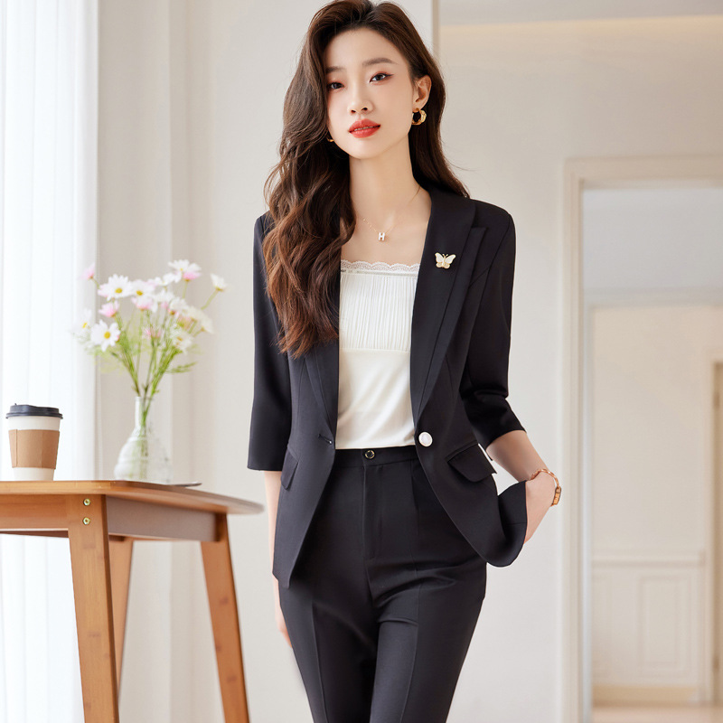 Short sleeve fashion coat temperament business suit a set