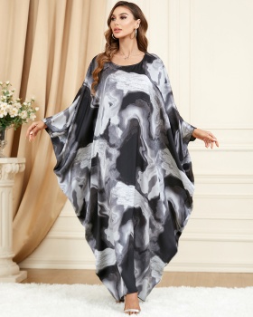 Black-white fashion bat sleeve large yard dress