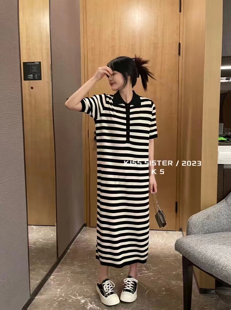 Korean style knitted straight dress for women