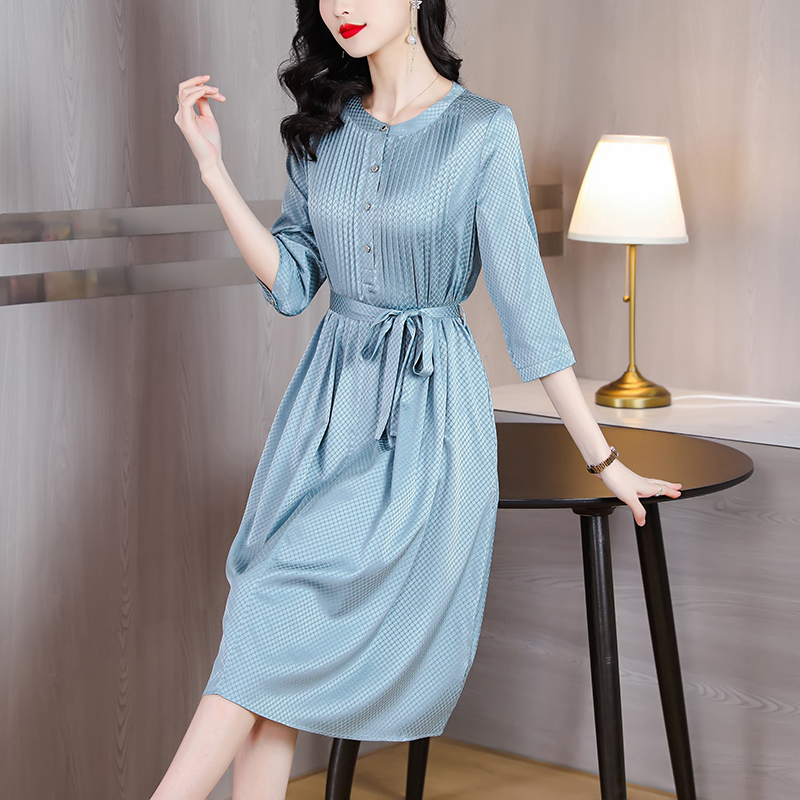 Pinched waist spring and summer ladies dress for women