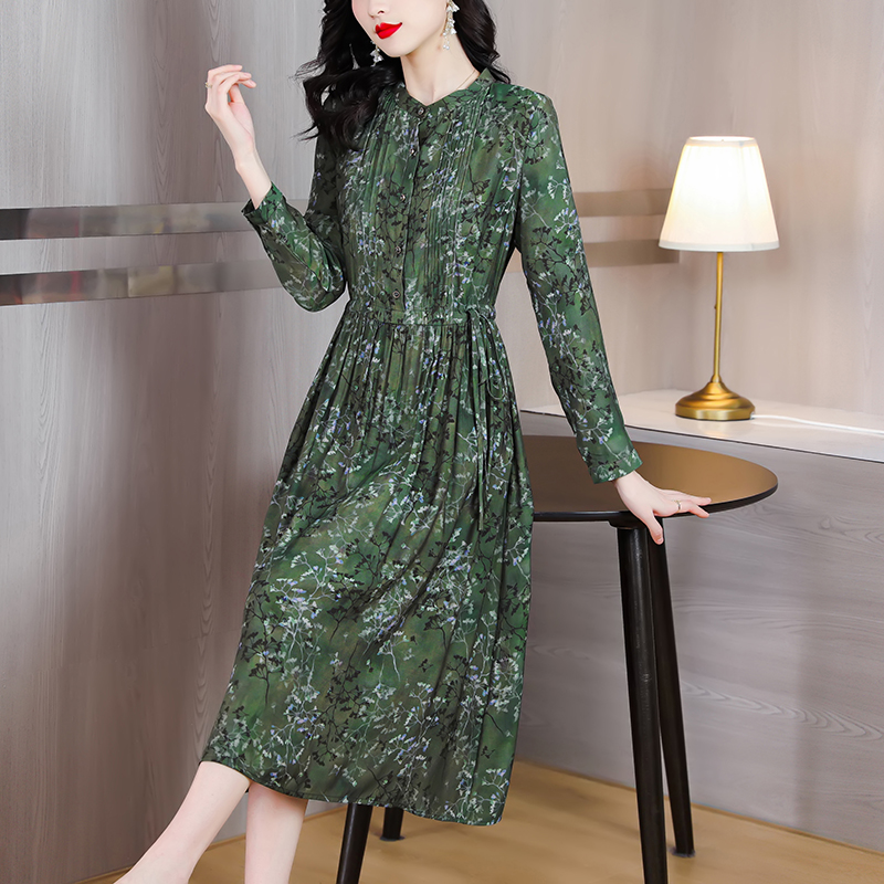 Large yard long sleeve floral France style dress for women