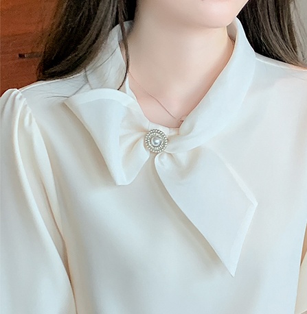 Spring unique shirt elegant bow tops for women
