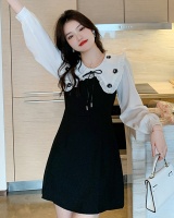 France style slim dress doll collar pinched waist T-back