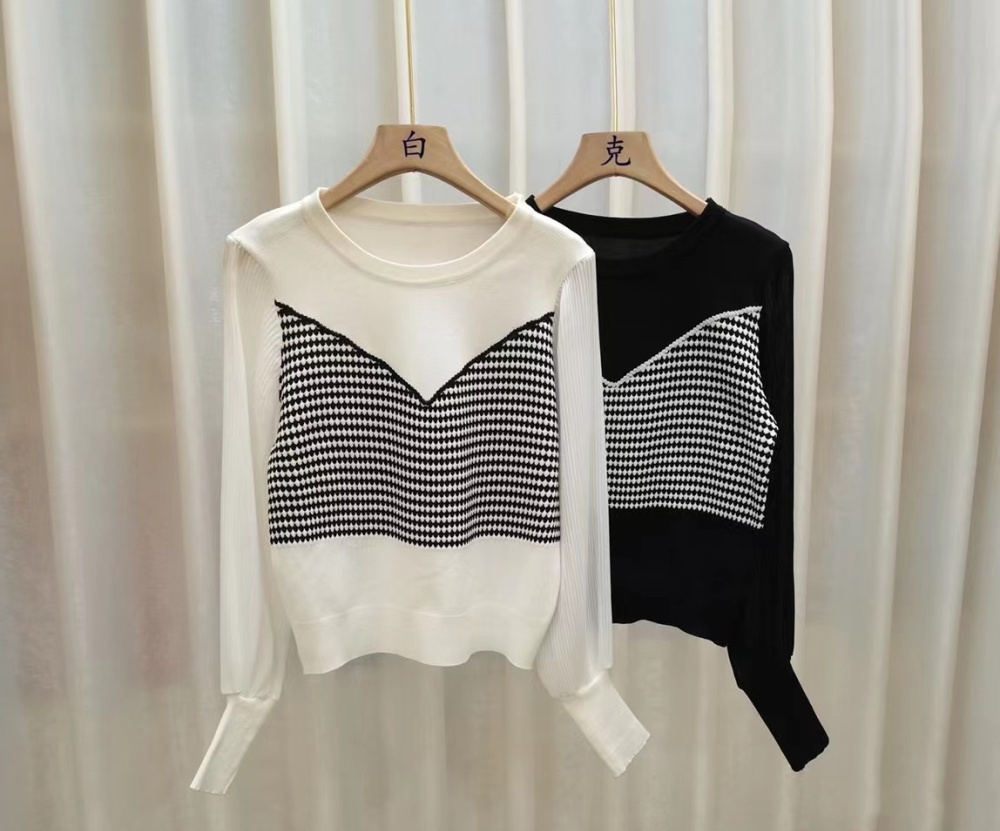 Plaid tops spring and autumn sweater for women