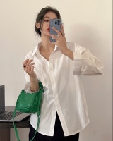 Bottoming pure loose tops slim white spring shirt for women