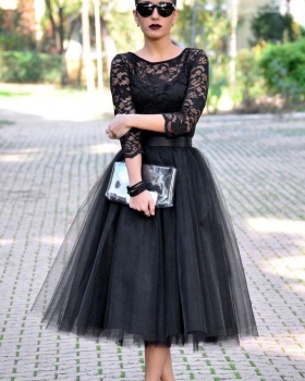 Long sleeve black dress lace fashion evening dress
