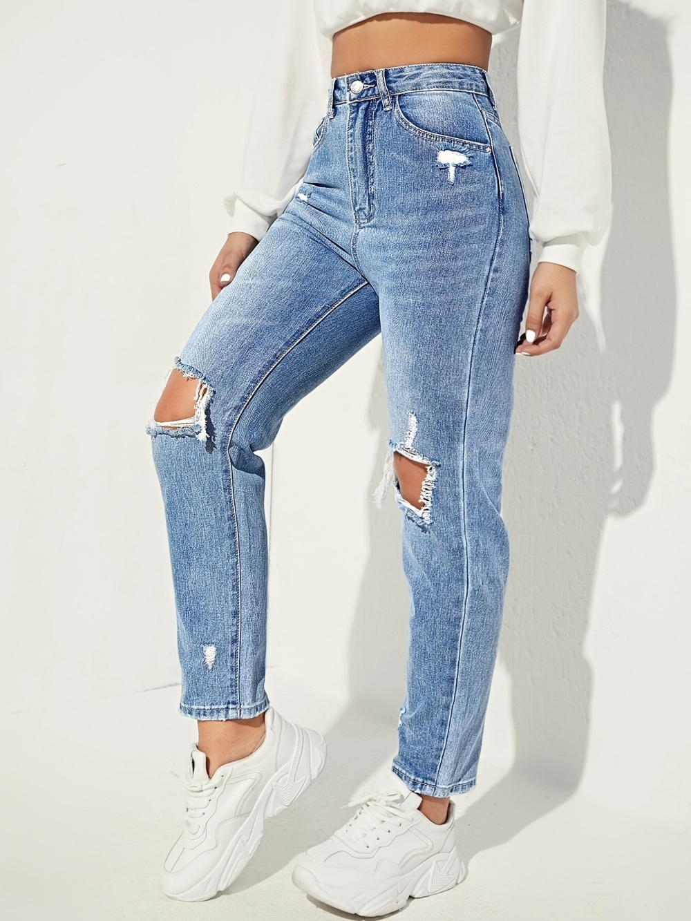 High waist feet Casual slim jeans for women
