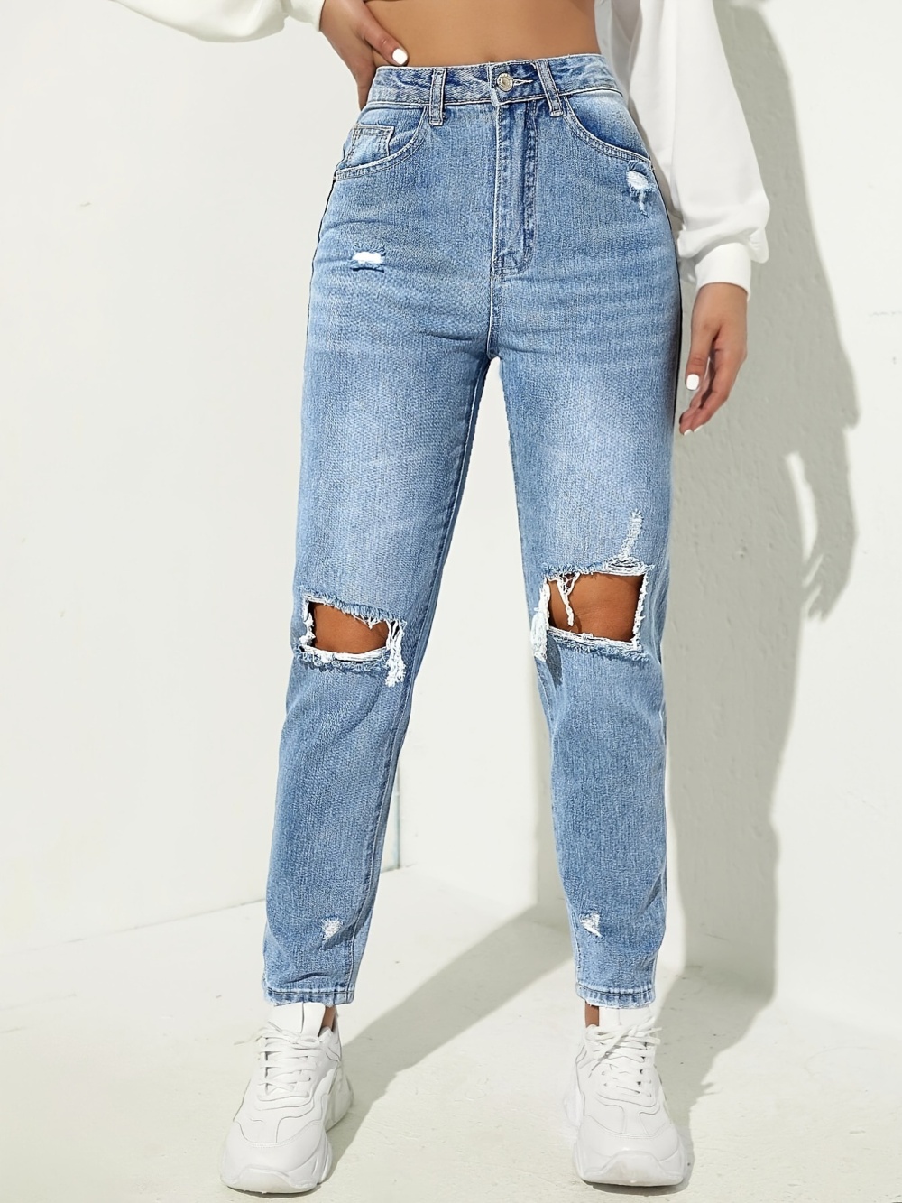 High waist feet Casual slim jeans for women