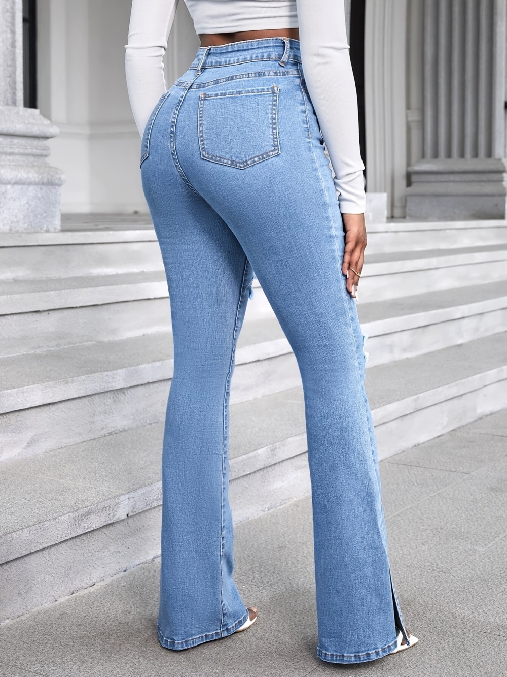 Fashion denim jeans European style flare pants for women
