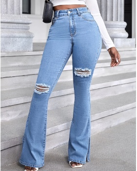 Fashion denim jeans European style flare pants for women
