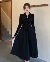 Large yard pinched waist autumn dress for women