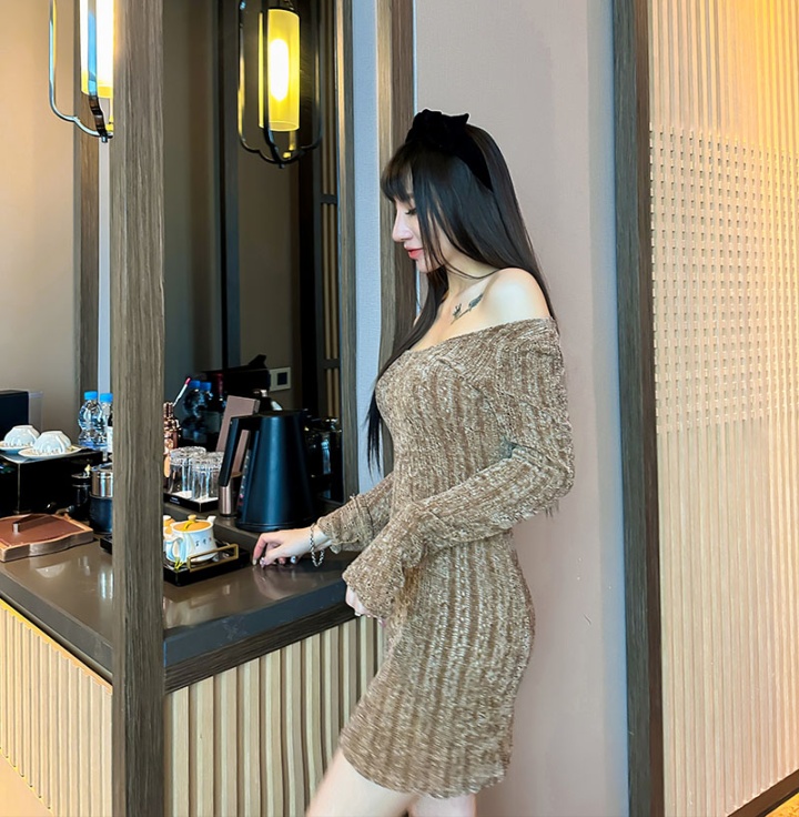 Sexy wrapped chest long sleeve package hip dress for women