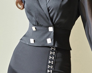Slit high waist business suit slim dress 2pcs set