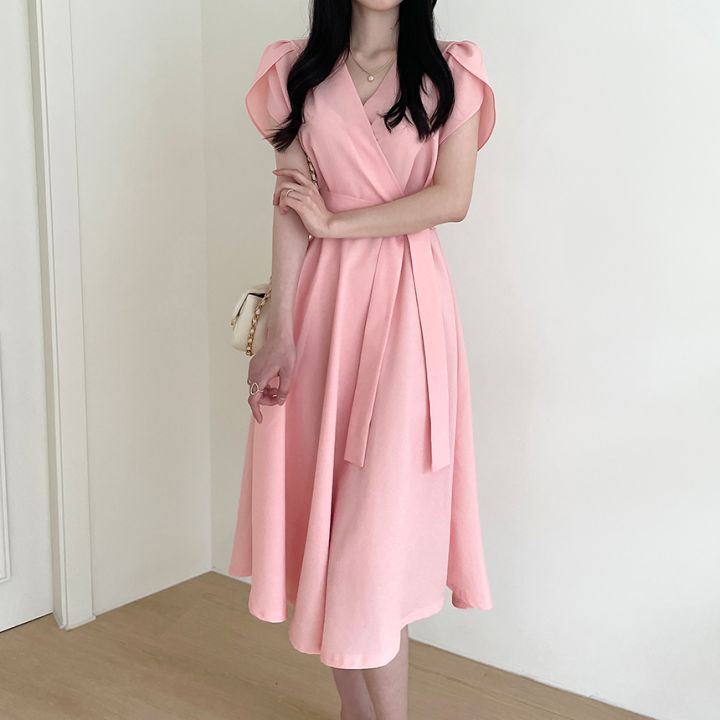 Korean style pinched waist summer decorous dress
