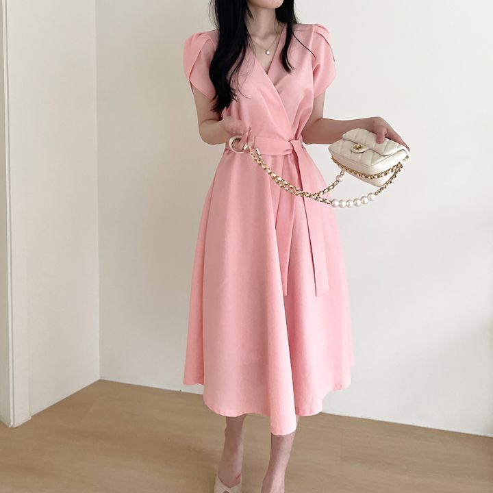 Korean style pinched waist summer decorous dress